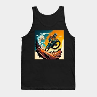 Abstract cartoon image of an extreme downhill mountain biker. Tank Top